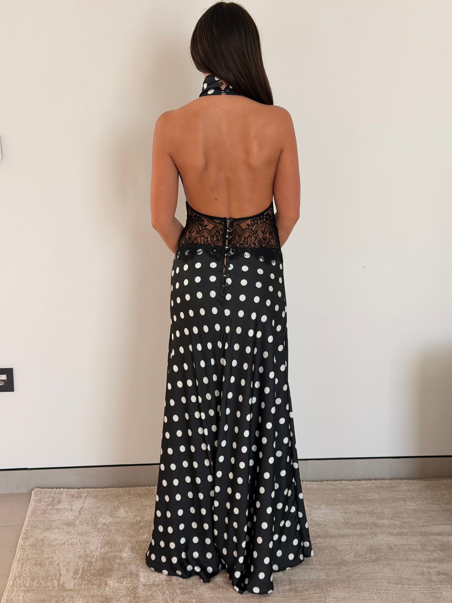 The Monaco Lace Polka Dress - White