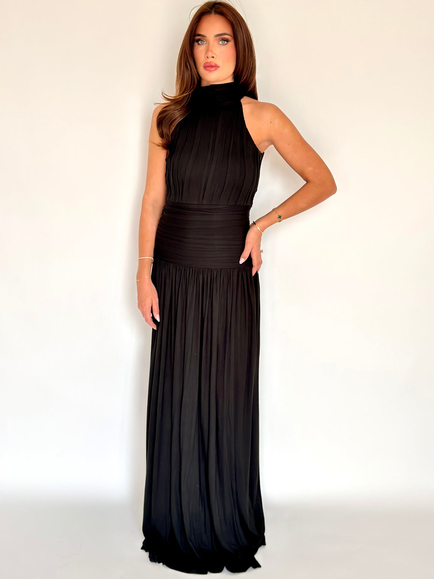 Celeste Halter Dress-Black